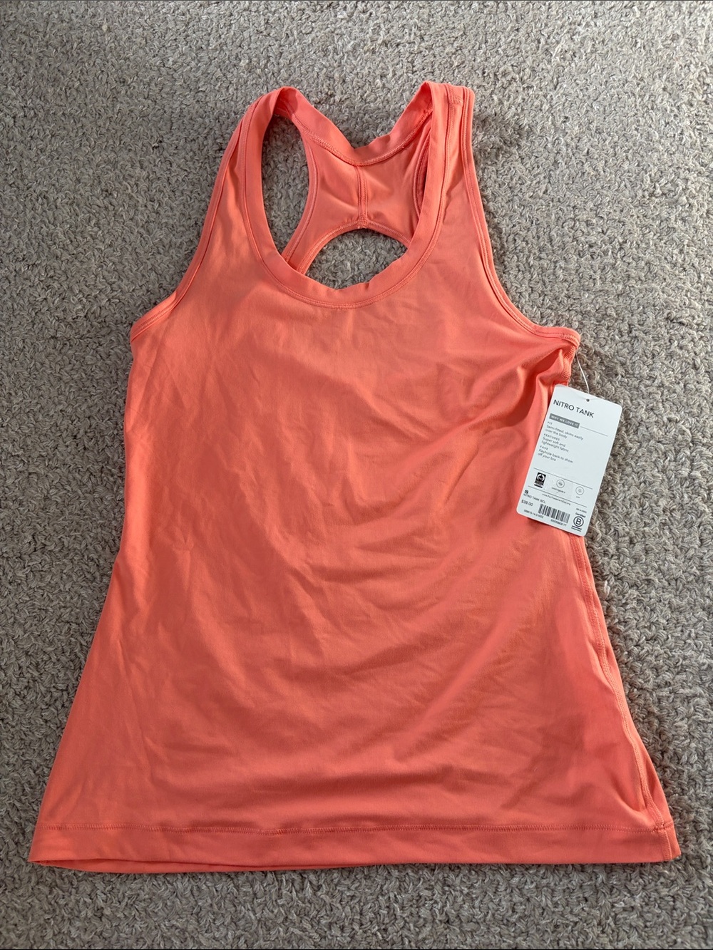 Athleta NWT  Sz S Tank Coral Racerback Workout Tank Top